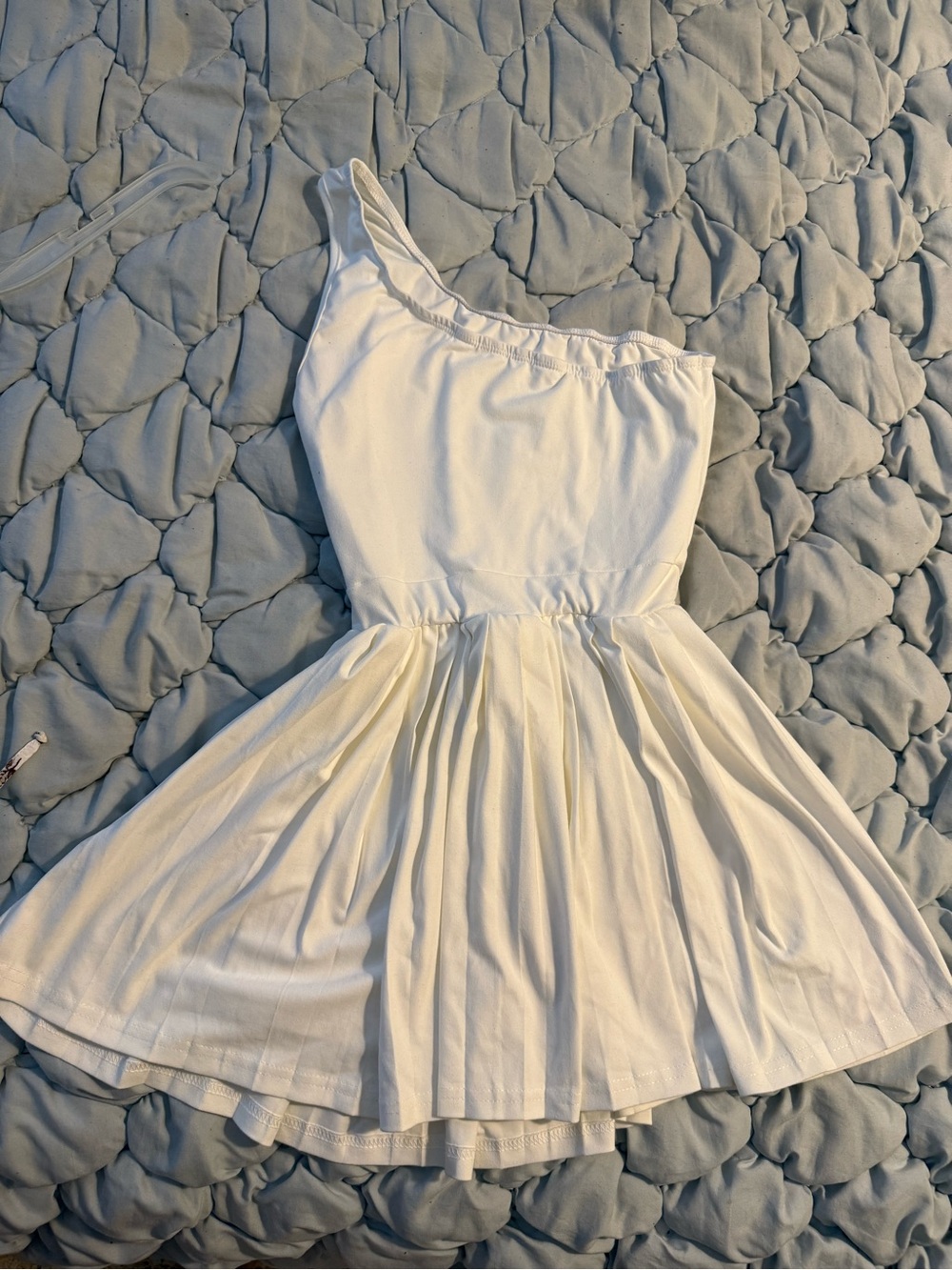 White One-Shoulder Girls' Skater Dress